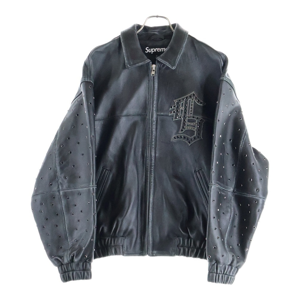 SUPREME(シュプリーム) 24SS Gem Studded Leather Jacket ジェムスタッズレザージャケット ブラック