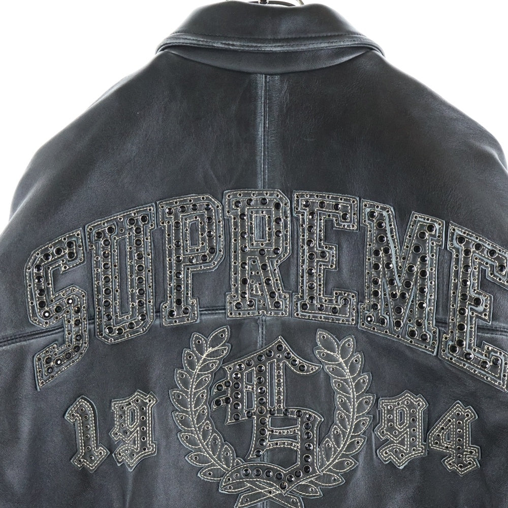 SUPREME(シュプリーム) 24SS Gem Studded Leather Jacket ジェムスタッズレザージャケット ブラック