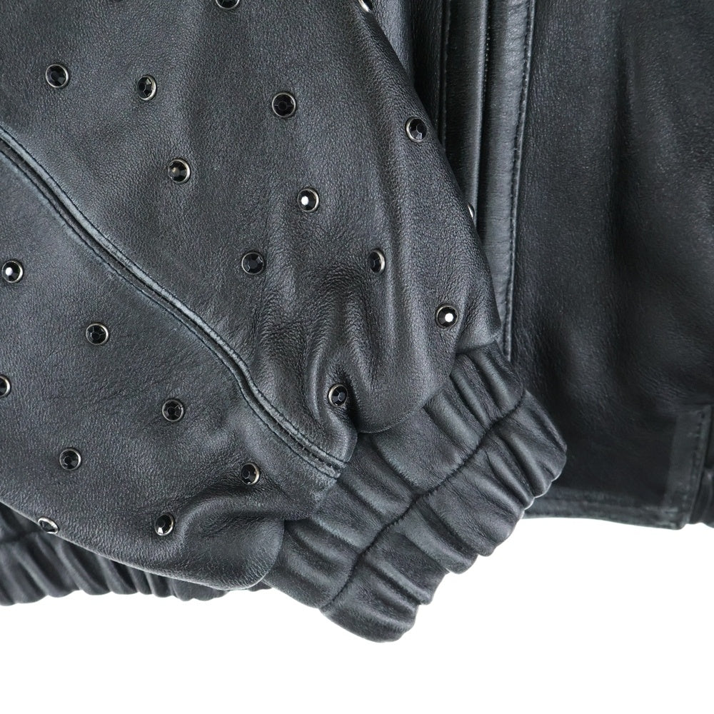 SUPREME(シュプリーム) 24SS Gem Studded Leather Jacket ジェムスタッズレザージャケット ブラック
