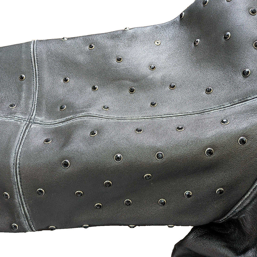 SUPREME(シュプリーム) 24SS Gem Studded Leather Jacket ジェムスタッズレザージャケット ブラック