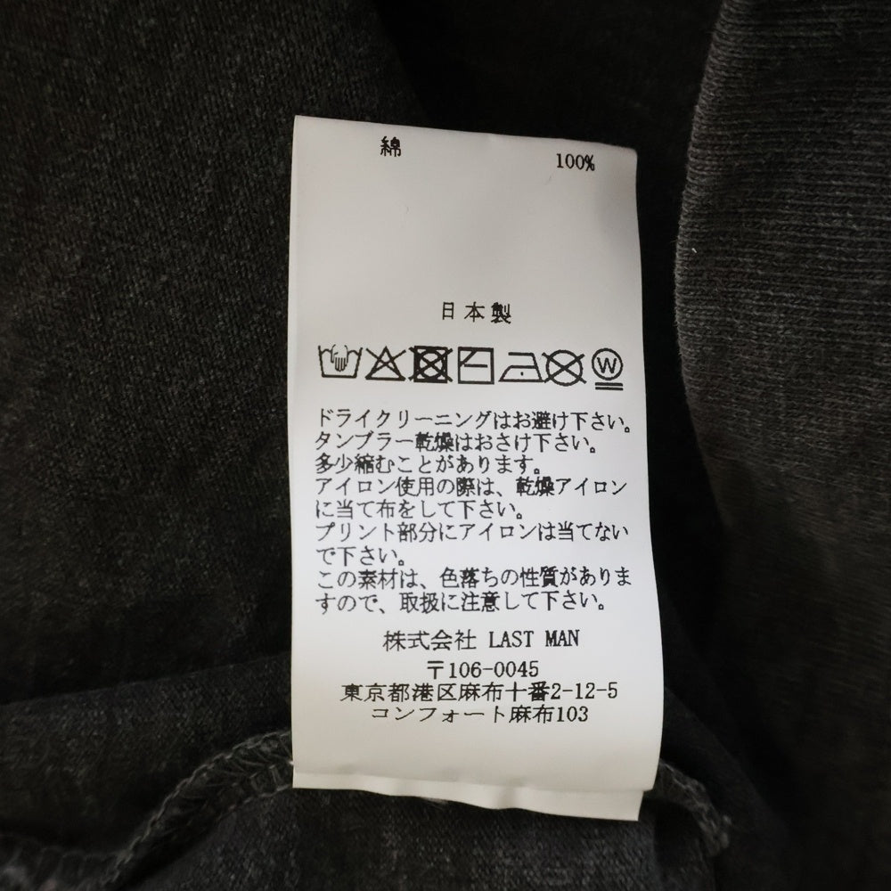 LASTMAN(ラストマン) 25AW PRINTED TEE SHIRTS ヴィンテージ加工プリント半袖Tシャツ 252LM-CT04 ブラック