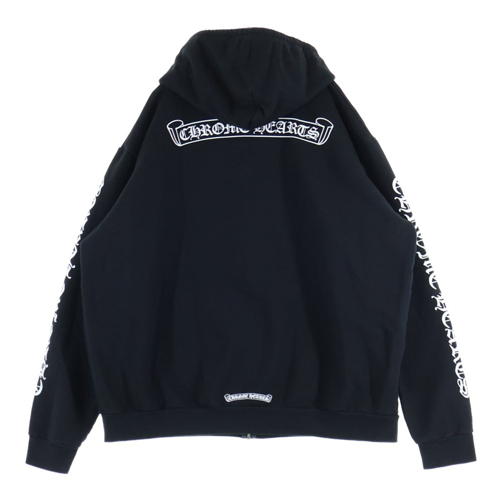 CHROME HEARTS(クロムハーツ) SWTSHRT HD ZIP アームロゴプリント ダガージップアップスウェットパーカー フーディー ブラック