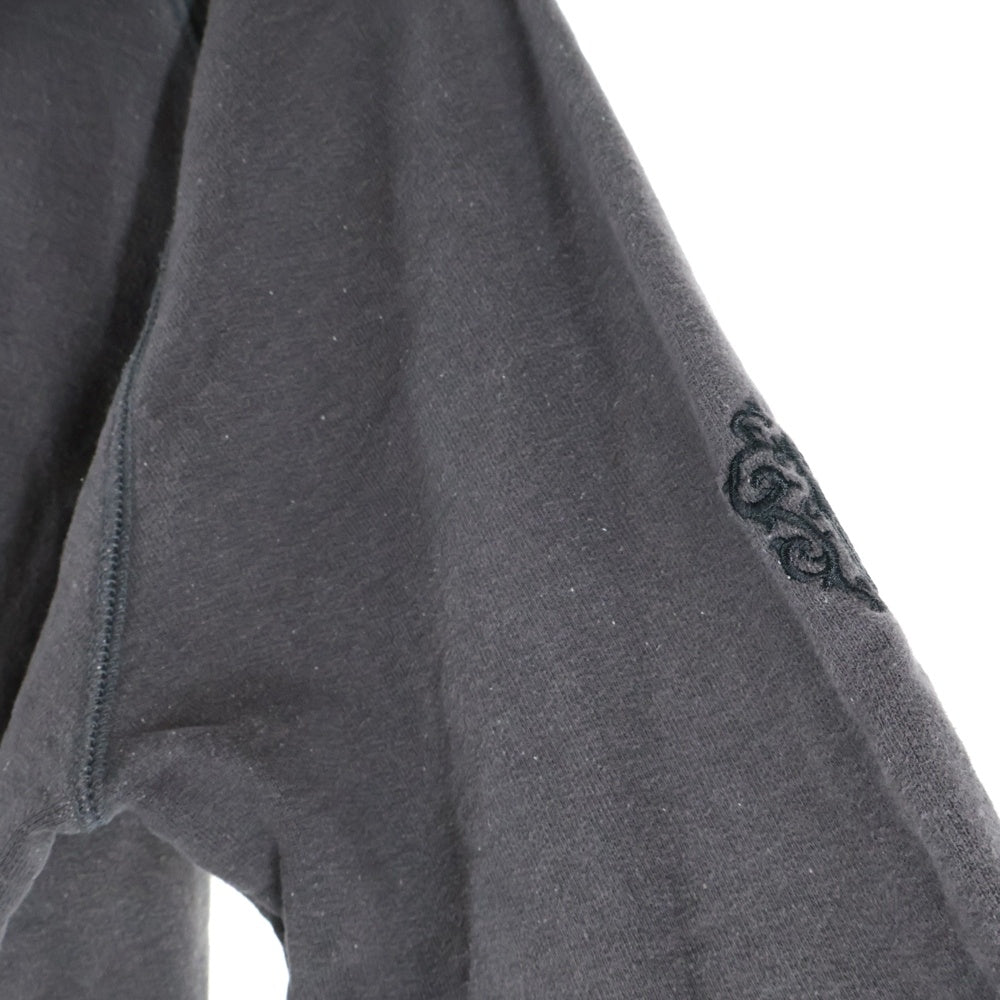 CHROME HEARTS(クロムハーツ) GRP Y NOT ワイノット ヴァーティカルロゴダガー刺繍スウェットプルオーバーパーカー フーディー グレー