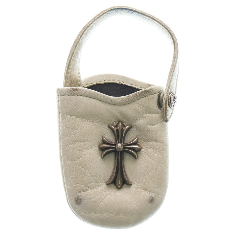 CHROME HEARTS(クロムハーツ) PHONE POUCH W/CH CROSS スモールCHクロス レザーフォンポーチ ホワイト