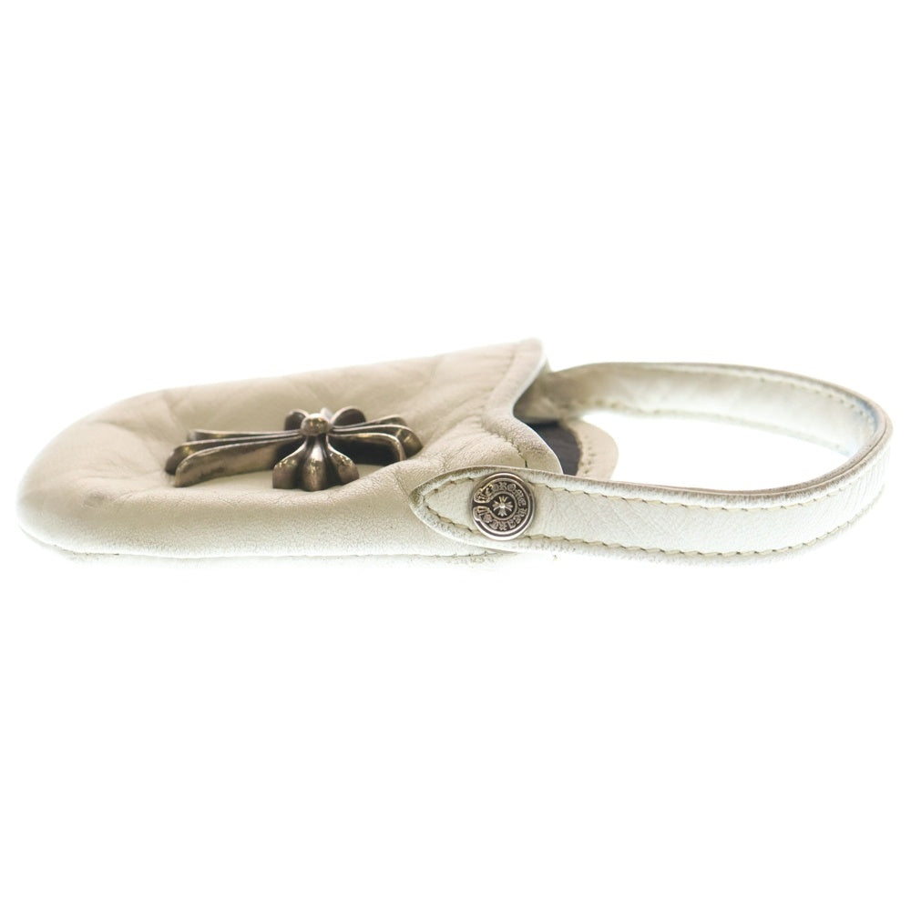 CHROME HEARTS(クロムハーツ) PHONE POUCH W/CH CROSS スモールCHクロス レザーフォンポーチ ホワイト