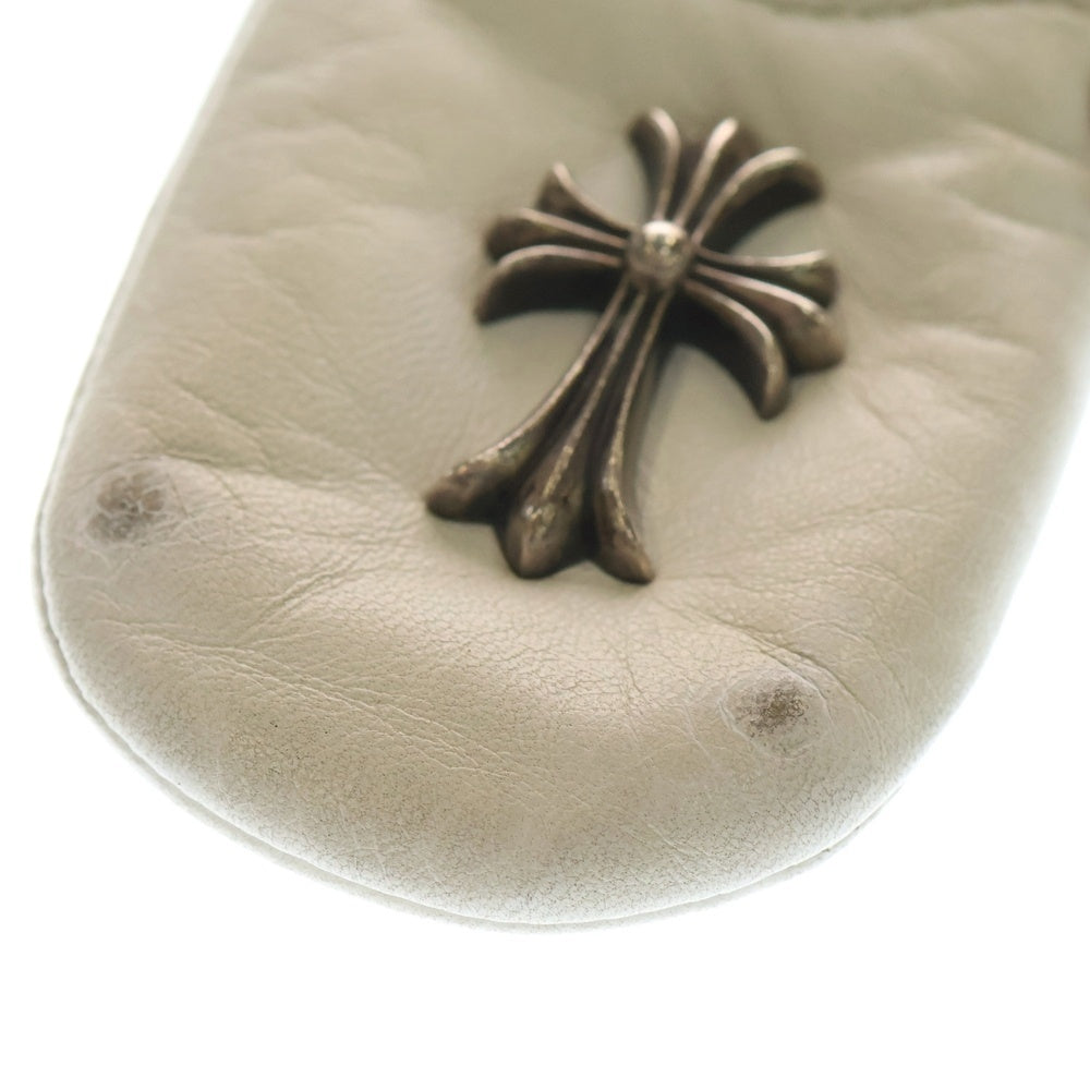 CHROME HEARTS(クロムハーツ) PHONE POUCH W/CH CROSS スモールCHクロス レザーフォンポーチ ホワイト