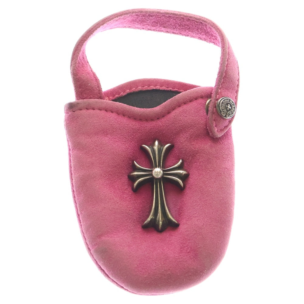 CHROME HEARTS(クロムハーツ) PHONE POUCH W/CH CROSS スモールCHクロス レザーフォンポーチ ピンク