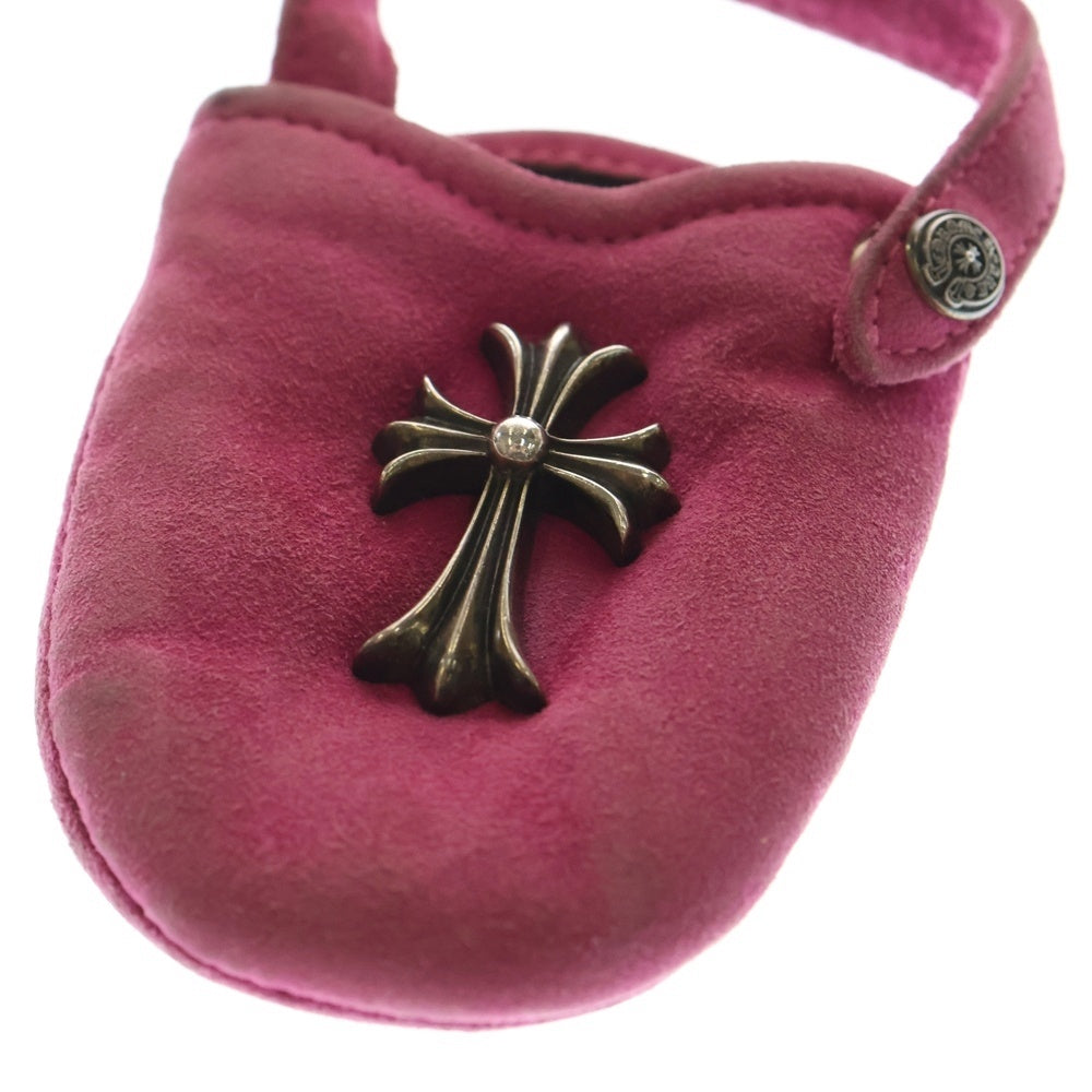 CHROME HEARTS(クロムハーツ) PHONE POUCH W/CH CROSS スモールCHクロス レザーフォンポーチ ピンク