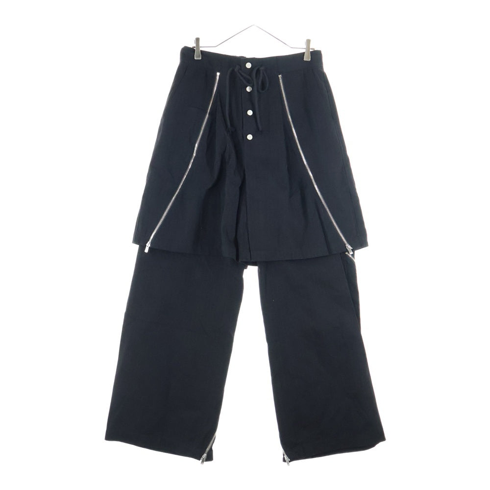 FFFPOSTALSERVICE(トリプルエフポスタルサービス) 25AW DOUBLE LAYERED ZIP TROUSERS ダブルレイヤードジップトラウザーズパンツ FFFPSFW2518 ブラック