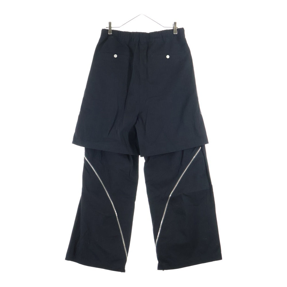 FFFPOSTALSERVICE(トリプルエフポスタルサービス) 25AW DOUBLE LAYERED ZIP TROUSERS ダブルレイヤードジップトラウザーズパンツ FFFPSFW2518 ブラック
