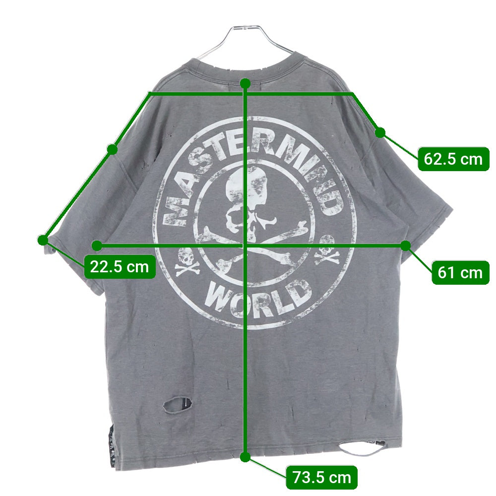 mastermind JAPAN(マスターマインドジャパン) 17AW ダメージ加工オーバーサイズプリント半袖Tシャツ MW17P01-TS048 グレー