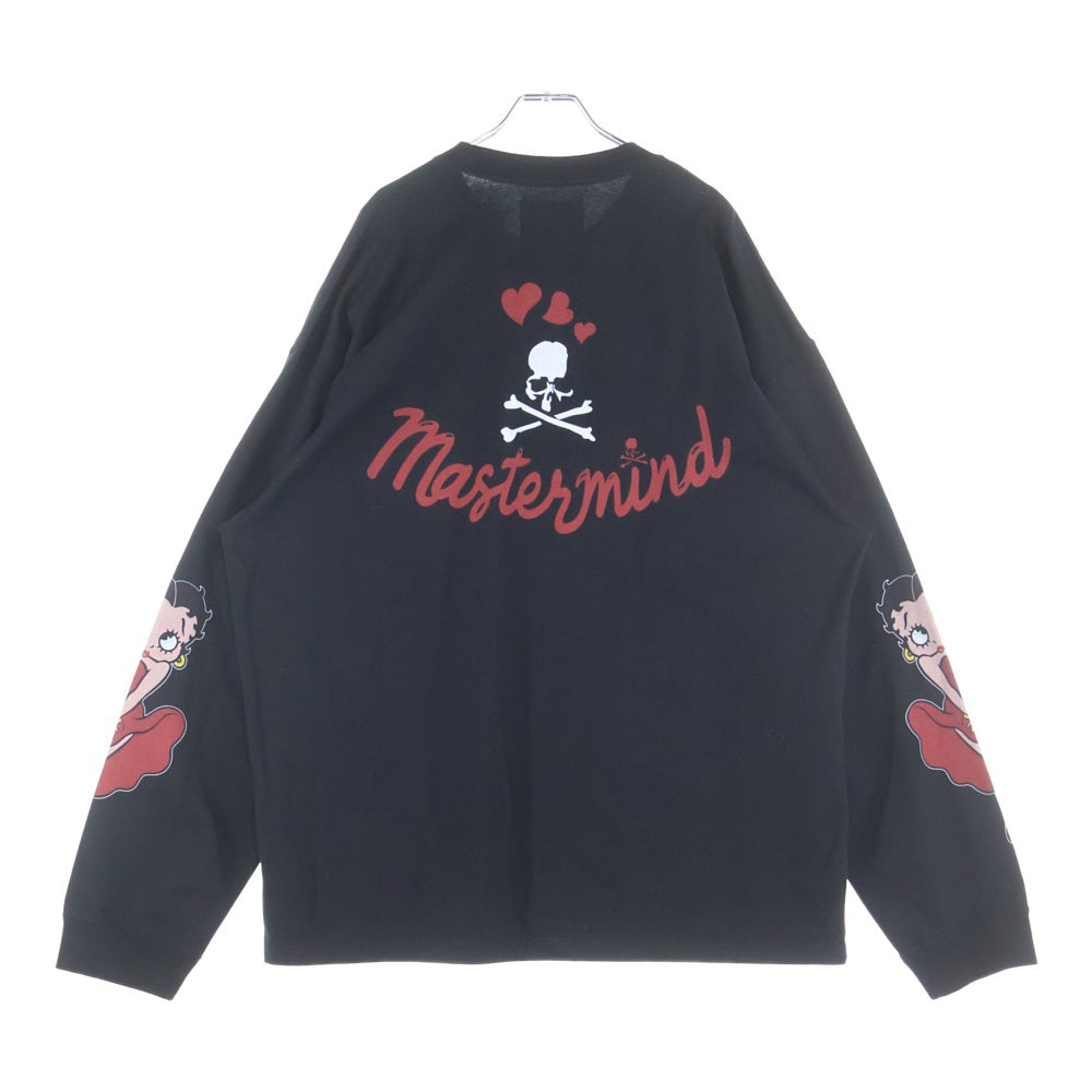 mastermind JAPAN(マスターマインドジャパン) 25AW WORLD×BETTY BOOP ワールド ベティブープ ボクシーフィットプリント長袖Tシャツ MW25C15-TS206 ブラック/レッド