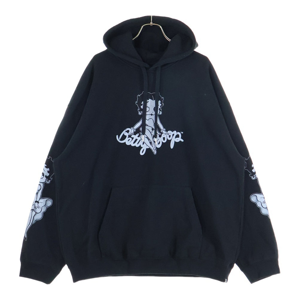 mastermind JAPAN(マスターマインドジャパン) 25AW WORLD×BETTY BOOP ワールド ベティブープ ボクシーフィットスウェットプルオーバーパーカー MW25C15-SW201 ブラック/レッド