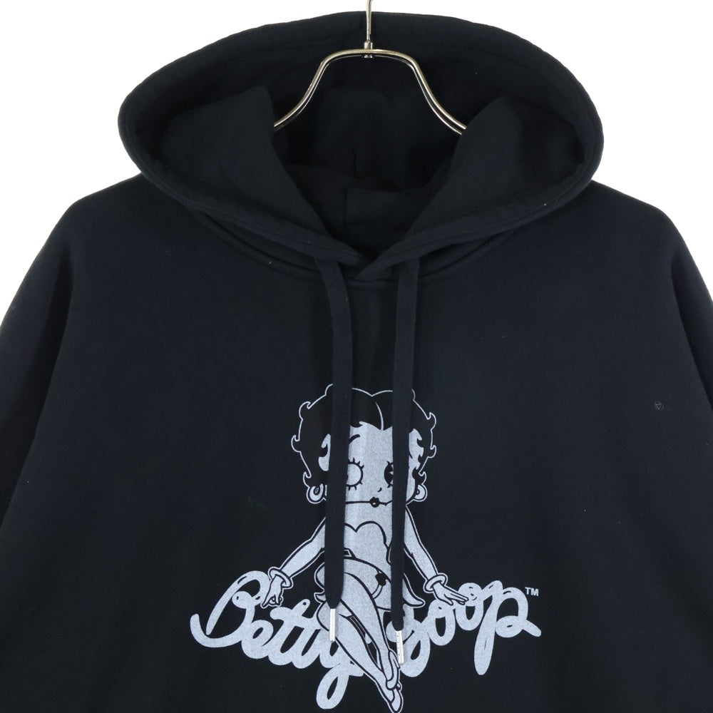 mastermind JAPAN(マスターマインドジャパン) 25AW WORLD×BETTY BOOP ワールド ベティブープ ボクシーフィットスウェットプルオーバーパーカー MW25C15-SW201 ブラック/レッド