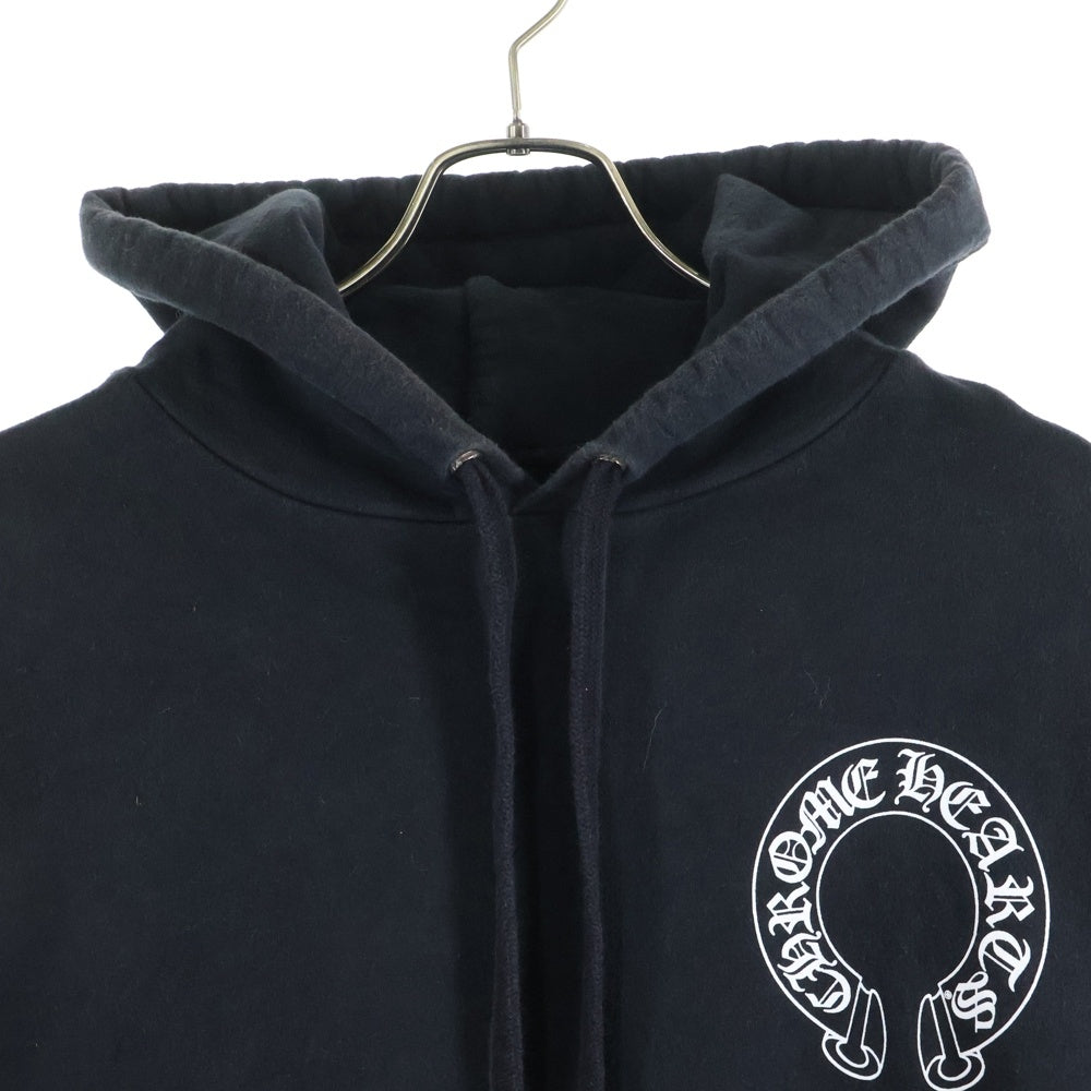 CHROME HEARTS(クロムハーツ) SWTSHRT PLVR 袖フローラルバックホースシュープリントプルオーバーパーカー ブラック