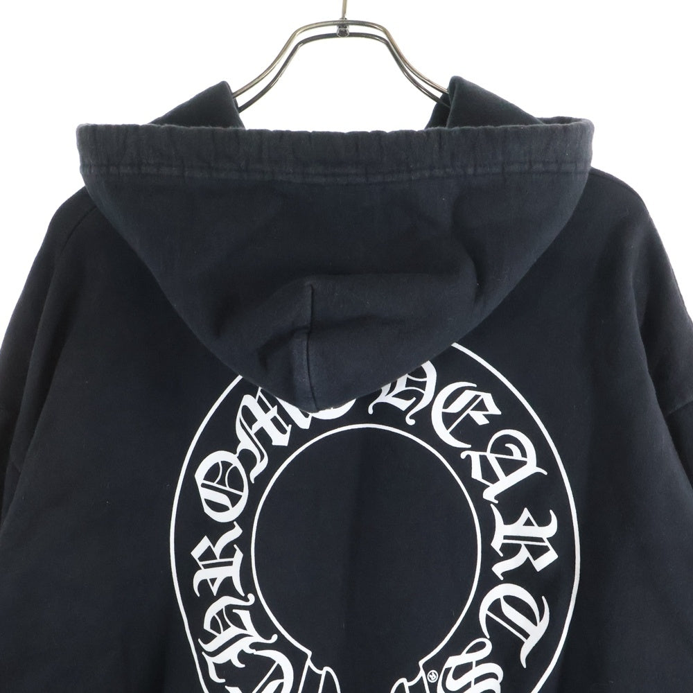 CHROME HEARTS(クロムハーツ) SWTSHRT PLVR 袖フローラルバックホースシュープリントプルオーバーパーカー ブラック
