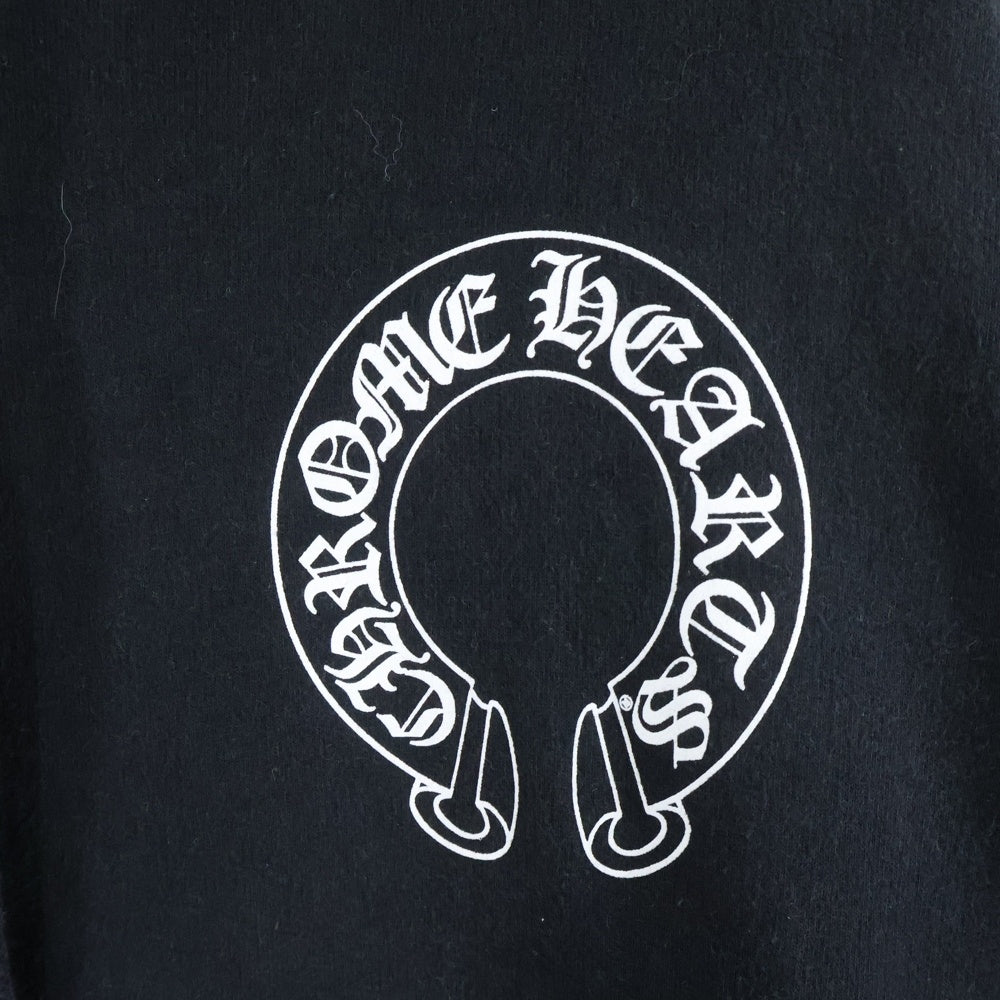 CHROME HEARTS(クロムハーツ) SWTSHRT PLVR 袖フローラルバックホースシュープリントプルオーバーパーカー ブラック