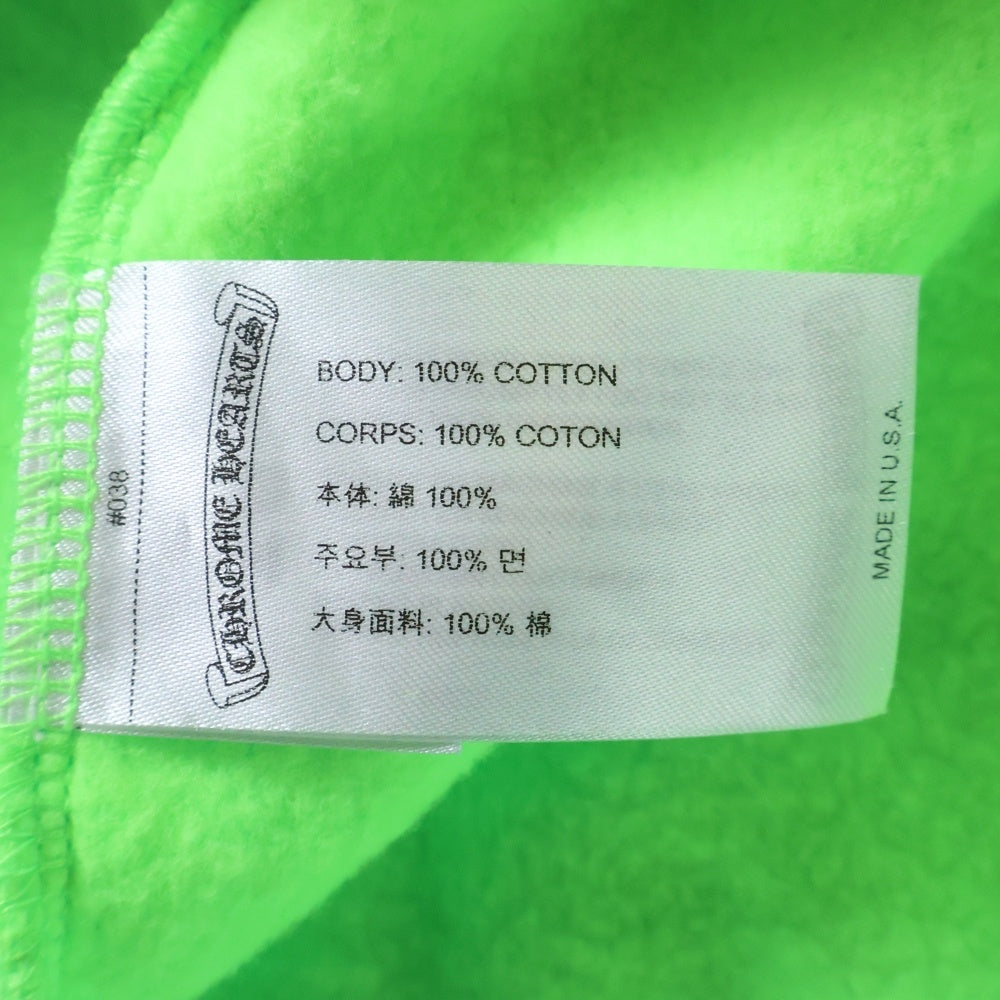 CHROME HEARTS(クロムハーツ) SWTSHRT HD PLVR LTD マイアミ限定 袖ロゴプリントプルオーバーパーカー ネオングリーン/シルバー