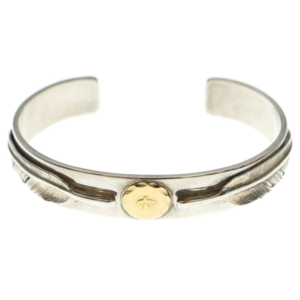 goro's(ゴローズ) SVフェザー付き平打ちブレス M シルバーゴールド