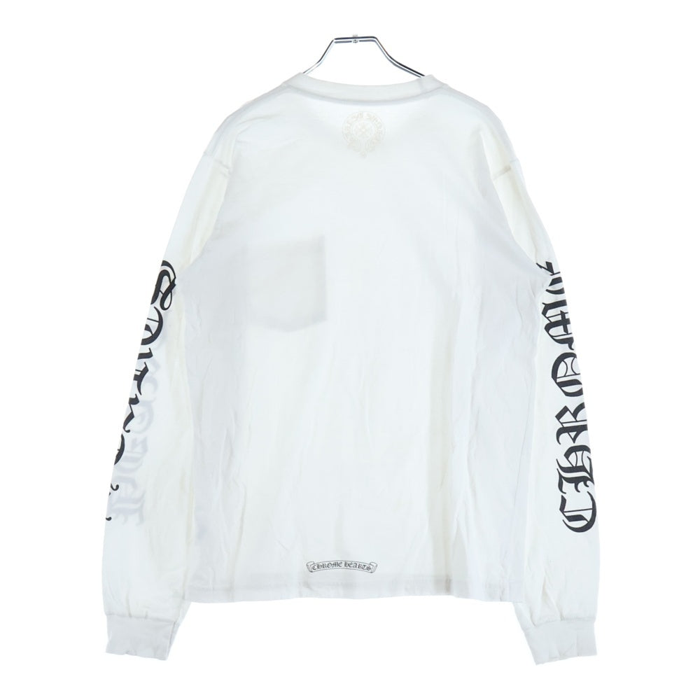 CHROME HEARTS(クロムハーツ) Neck Logo L/S Tee ネックロゴ プリント長袖Tシャツ カットソー ホワイト