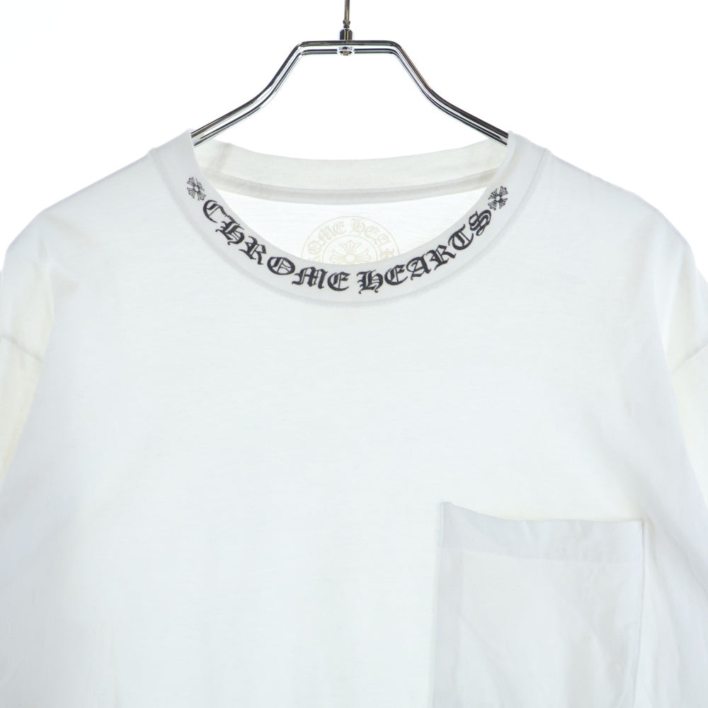 CHROME HEARTS(クロムハーツ) Neck Logo L/S Tee ネックロゴ プリント長袖Tシャツ カットソー ホワイト