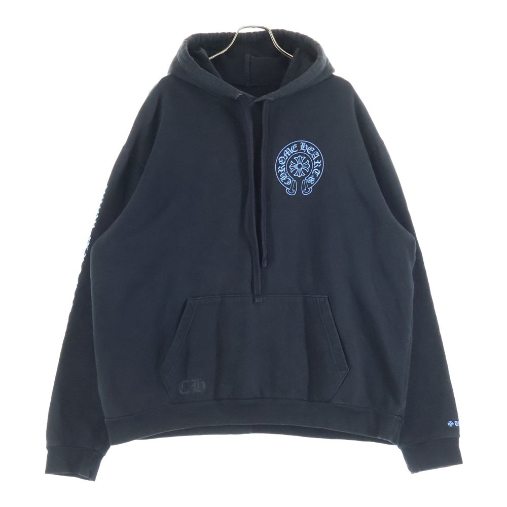 CHROME HEARTS(クロムハーツ) WWW.CHROMEHEARTS.COM HOODIE オンライン限定 ホースシュープリントプルオーバーパーカー ブラック/ブルー