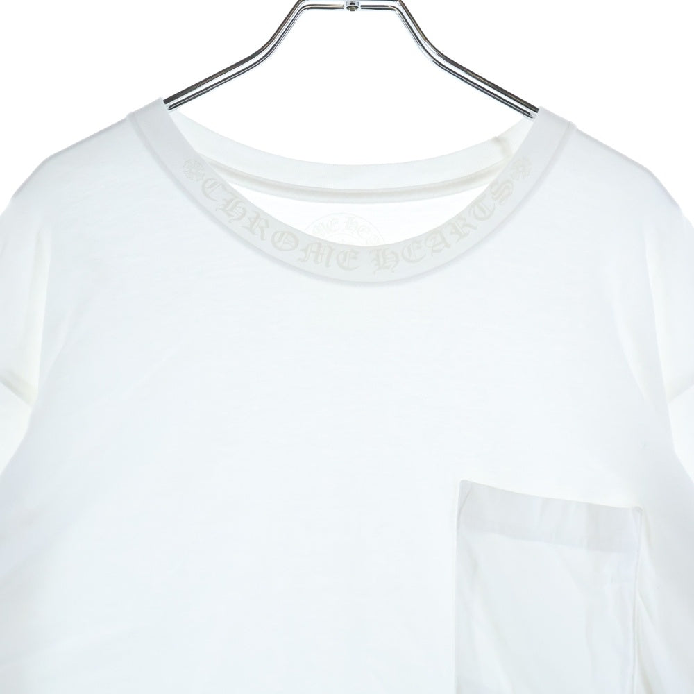 CHROME HEARTS(クロムハーツ) CH LS NECK LOGO TEE ネックロゴプリント長袖Tシャツ ロンT ホワイト/ホワイト