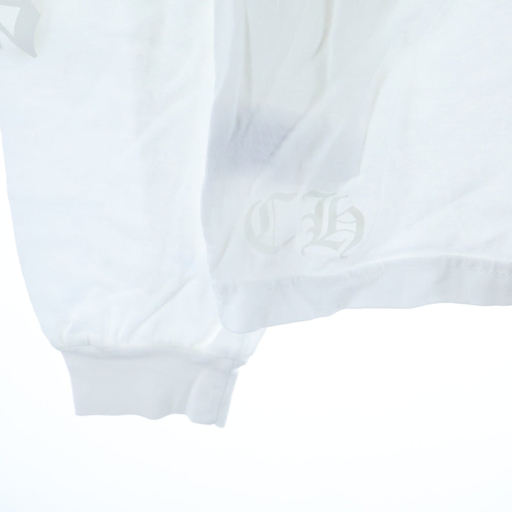 CHROME HEARTS(クロムハーツ) CH LS NECK LOGO TEE ネックロゴプリント長袖Tシャツ ロンT ホワイト/ホワイト