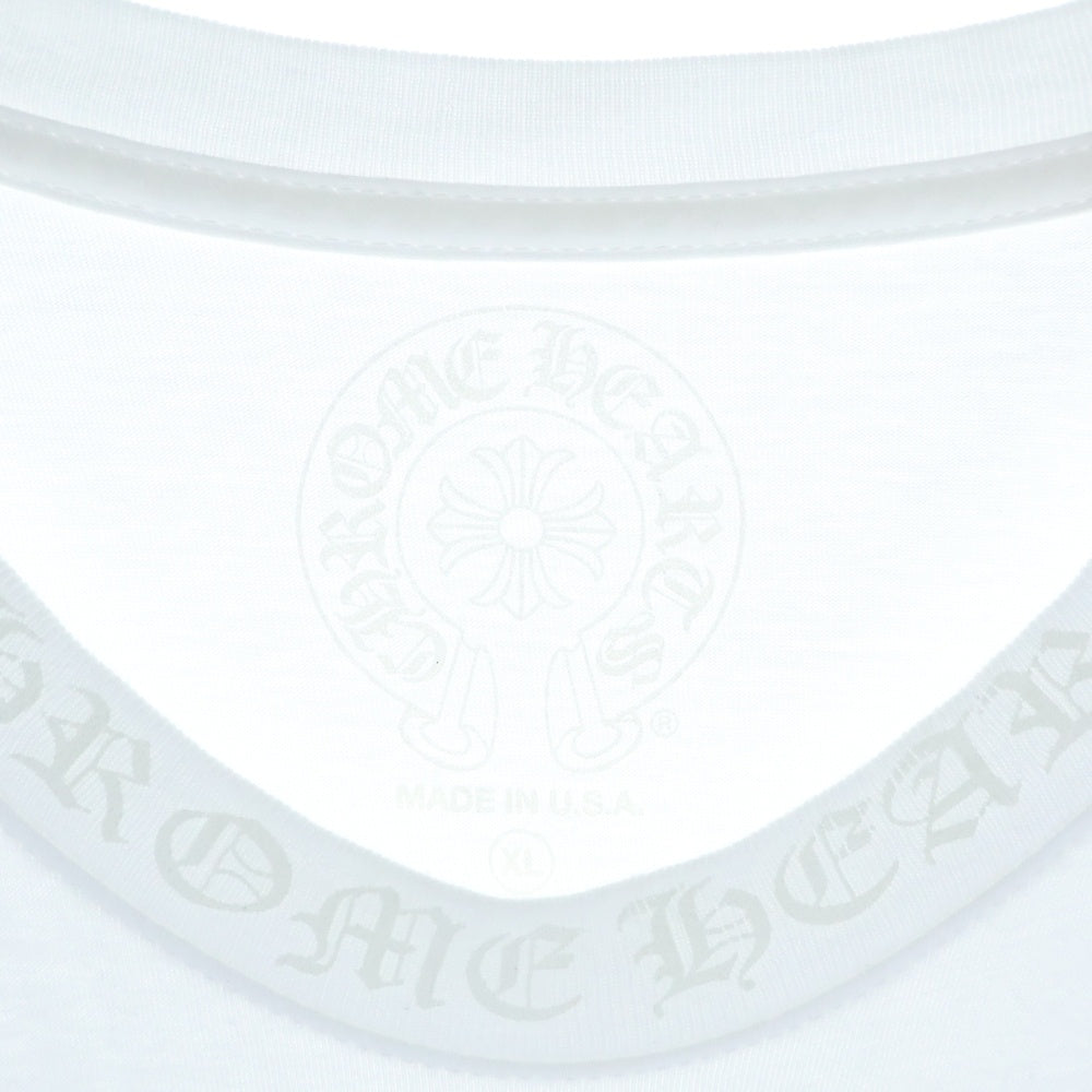 CHROME HEARTS(クロムハーツ) CH LS NECK LOGO TEE ネックロゴプリント長袖Tシャツ ロンT ホワイト/ホワイト