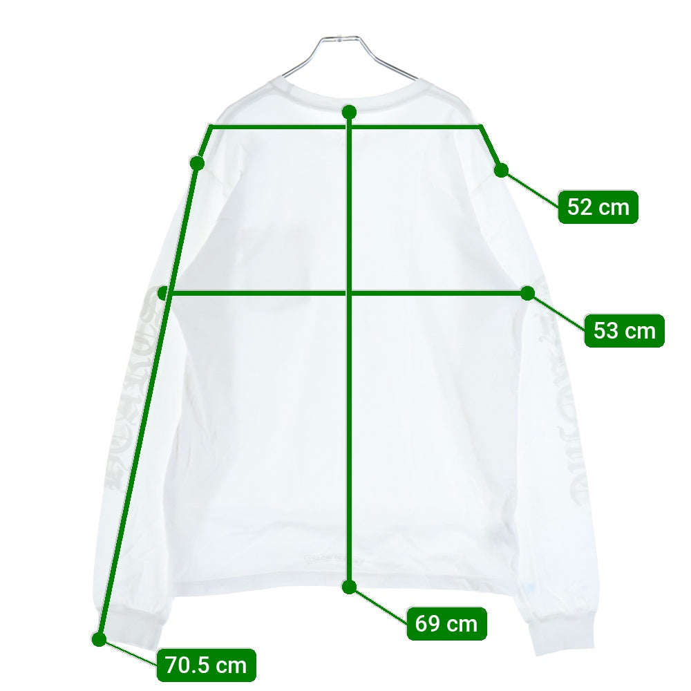 CHROME HEARTS(クロムハーツ) CH LS NECK LOGO TEE ネックロゴプリント長袖Tシャツ ロンT ホワイト/ホワイト