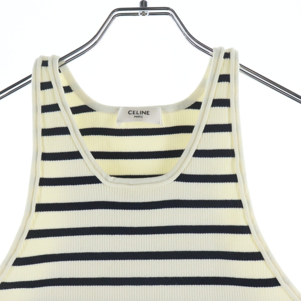 CELINE(セリーヌ) クロップドボーダータンクトップ スポーツトップ 2A220372N ホワイト レディース