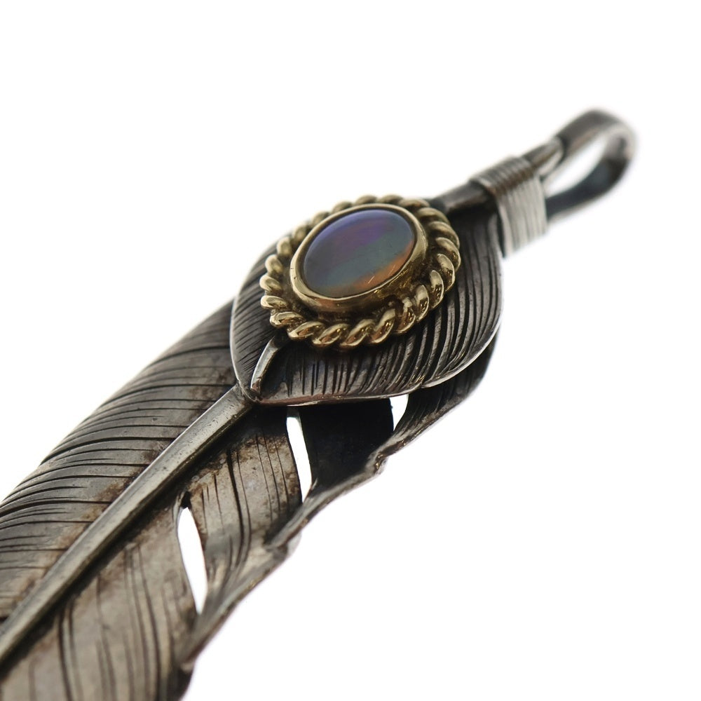 鷲見太郎(ワシミタロウ) L feather 01 L heart feather 01 opal L18金ハートフフェザーペンダントLハートフェザー 左向き シルバーゴールド