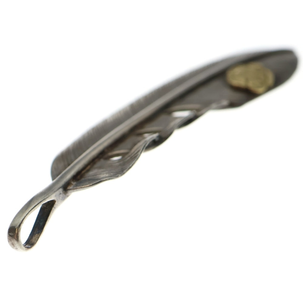 鷲見太郎(ワシミタロウ) L old feather 02 S K18 flower metal 18金フラワーメタル付きLオールドフェザー右向き シルバーゴールド