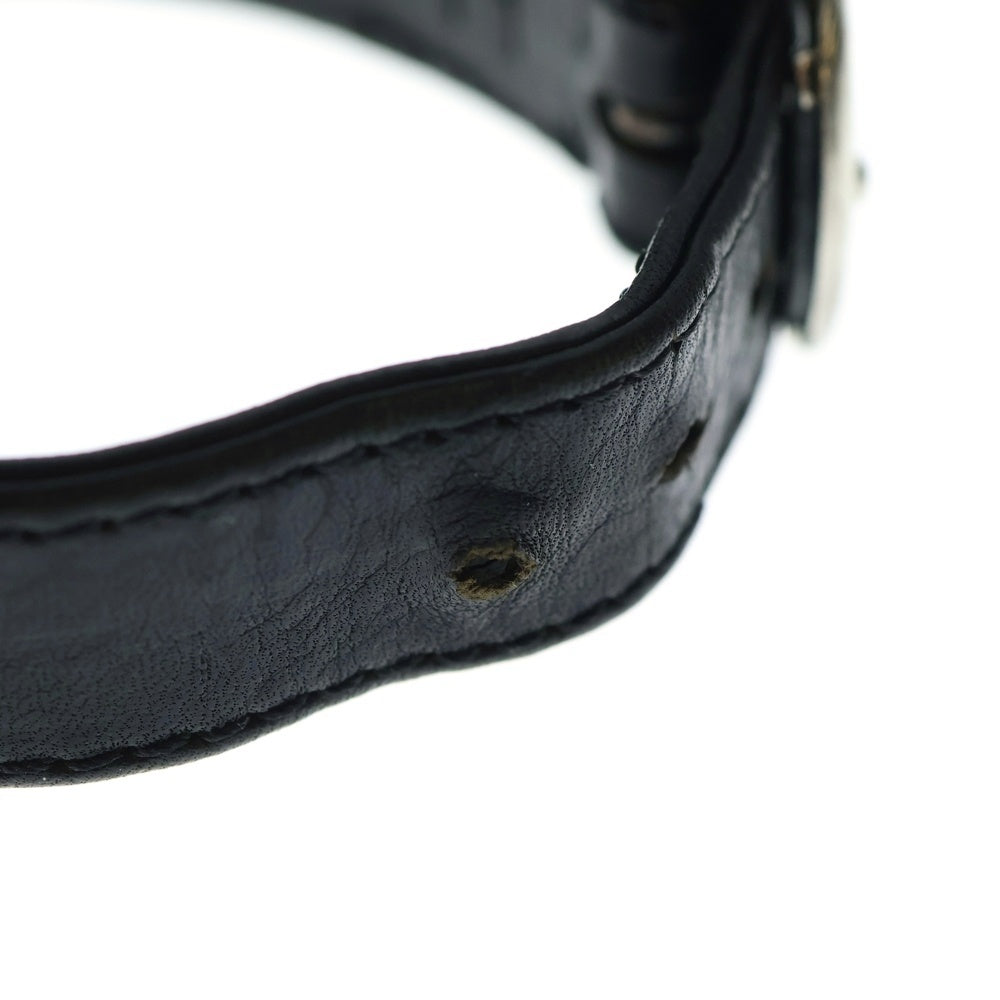 CHROME HEARTS(クロムハーツ) GUNSLINGER ガンスリンガータイニーCHクロス レザーブレスレット ブラック/シルバー BCA412