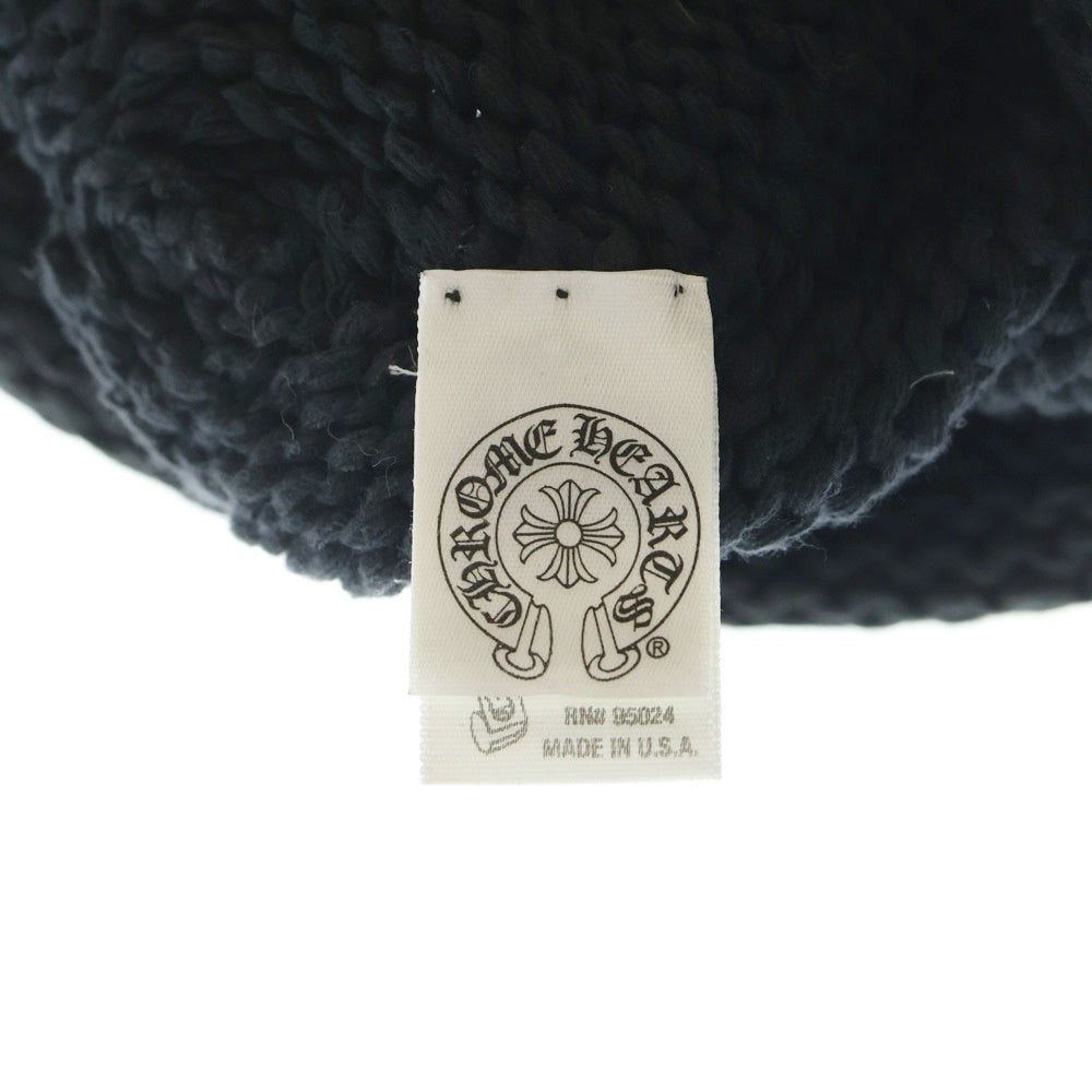 CHROME HEARTS(クロムハーツ) BS FLARE COTTON BEANIE BSフレア コットン ビーニー レザーパッチ BSフレアボタン ニットキャップ ブラック/シルバー