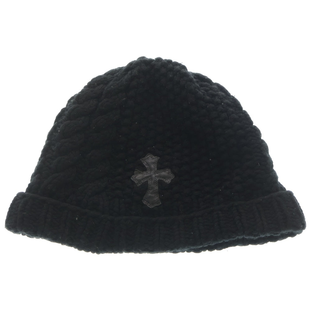 CHROME HEARTS(クロムハーツ) CASHMERE BEANIE クロスパッチ付き カシミヤビーニー ブラック