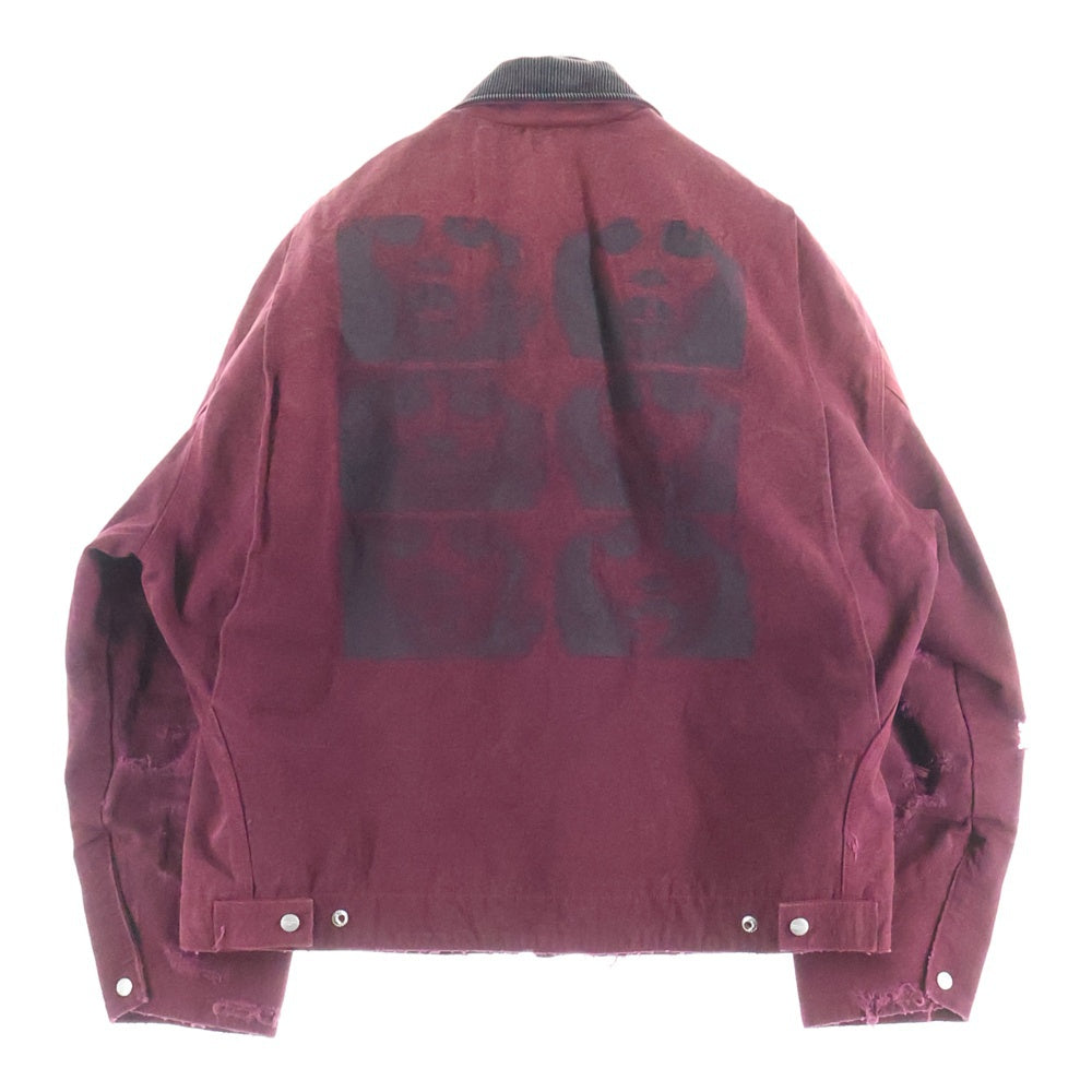 ENFANTS RICHES DEPRIMES(アンファンリッシュデプリメ) 24AW Faces Blanket Lined Work Jacket フェイスブランケットライナーワークジャケット ボルドー