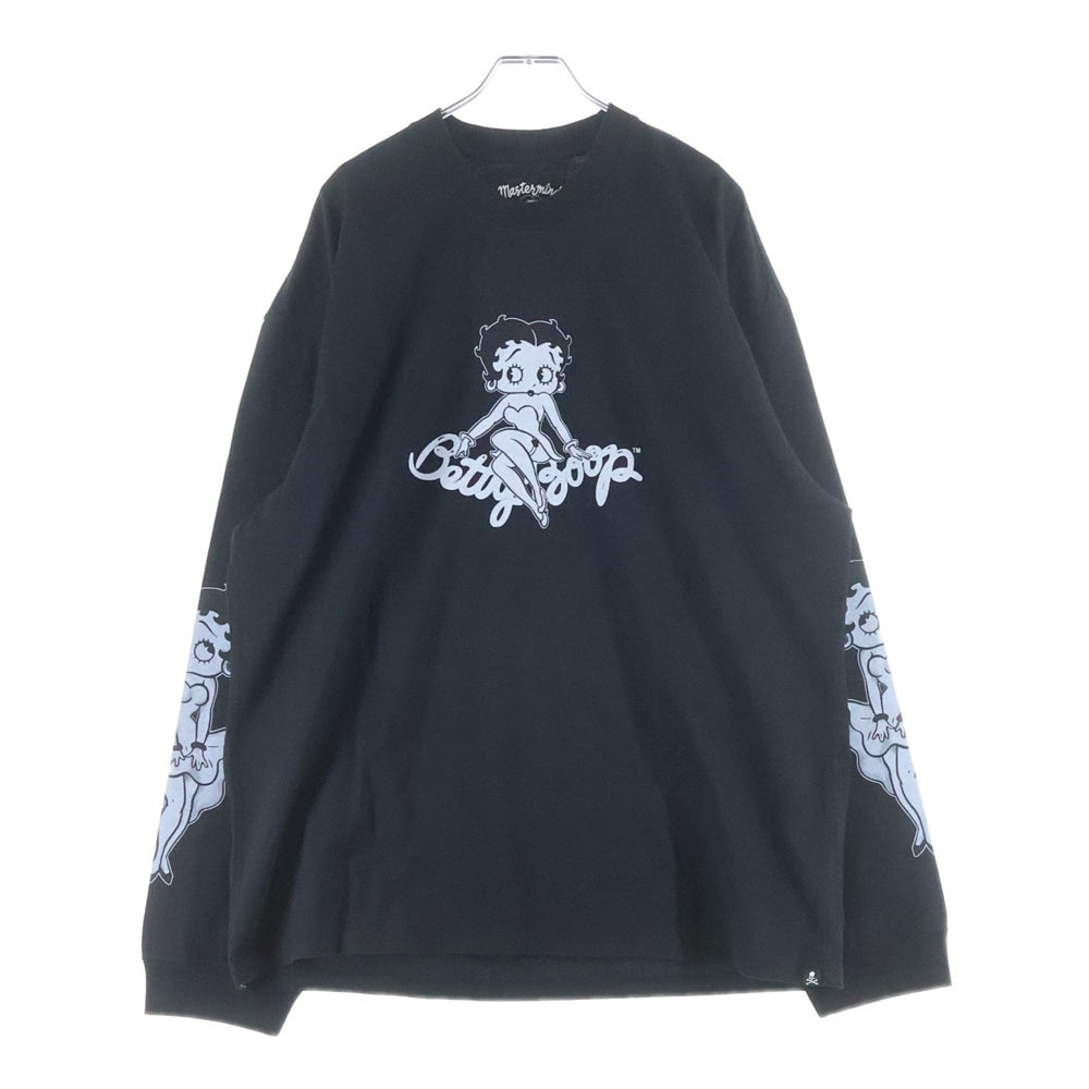 mastermind JAPAN(マスターマインドジャパン) 25AW WORLD×BETTY BOOP ワールド ベティブープ ボクシーフィットプリント長袖Tシャツ MW25C15-TS206 ブラック