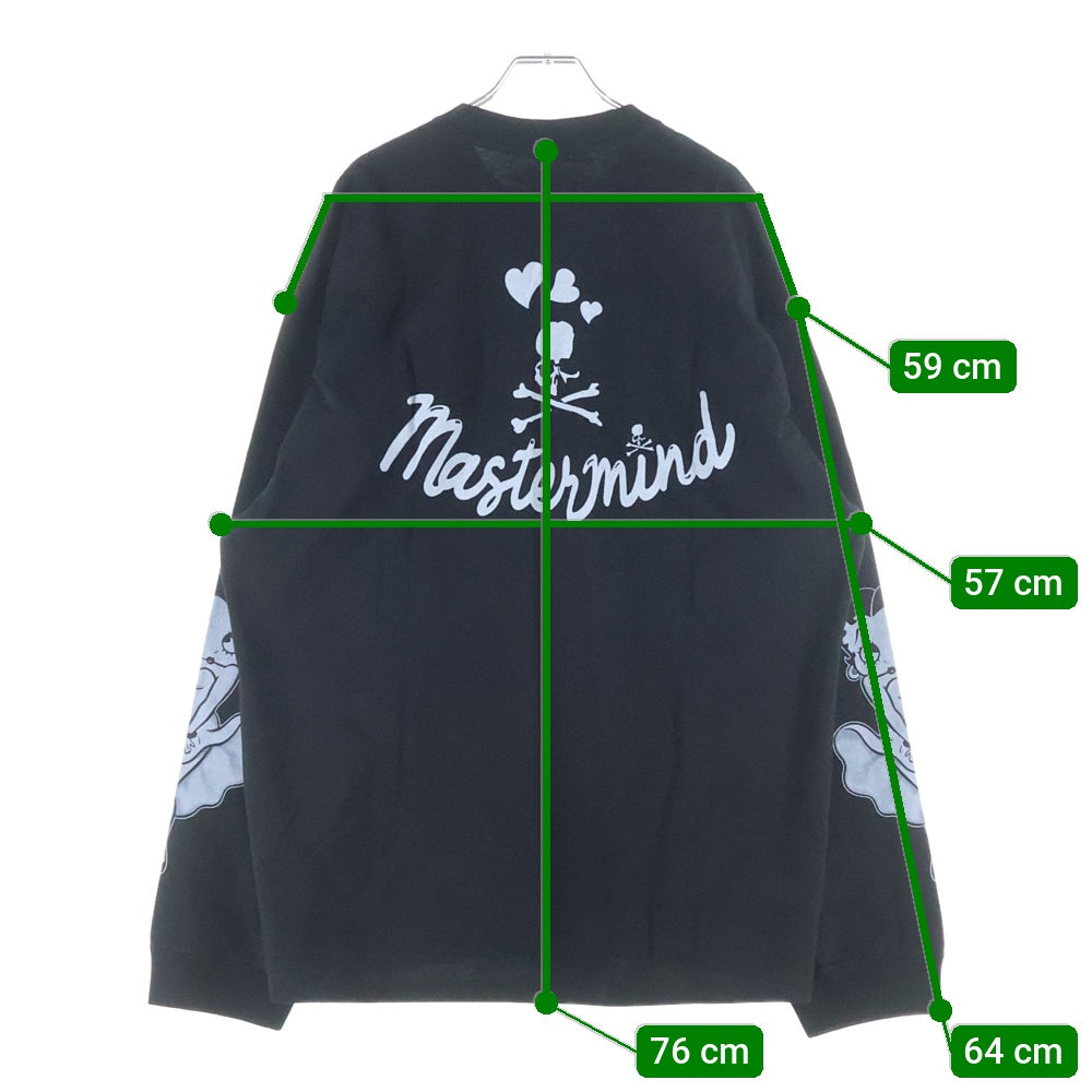 mastermind JAPAN(マスターマインドジャパン) 25AW WORLD×BETTY BOOP ワールド ベティブープ ボクシーフィットプリント長袖Tシャツ MW25C15-TS206 ブラック