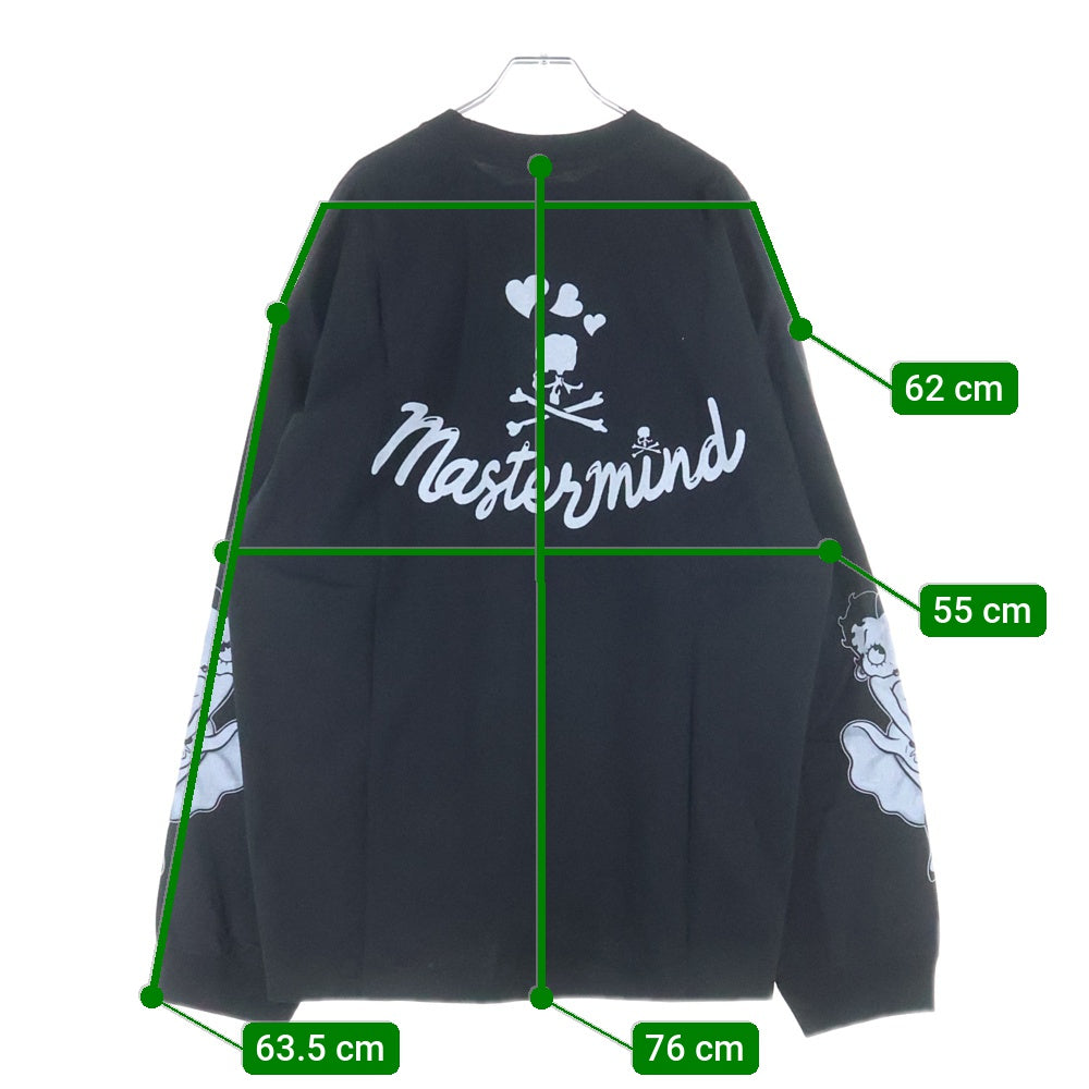 mastermind JAPAN(マスターマインドジャパン) 25AW WORLD×BETTY BOOP ワールド ベティブープ ボクシーフィットプリント長袖Tシャツ MW25C15-TS206 ブラック