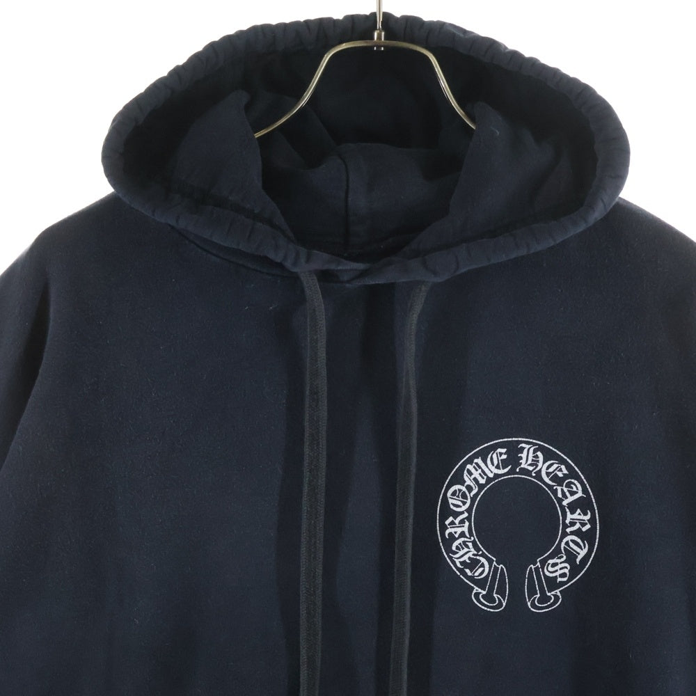 CHROME HEARTS(クロムハーツ) SWTSHRT PLVR 袖フローラルバックホースシュープリントプルオーバーパーカー フーディー ブラック