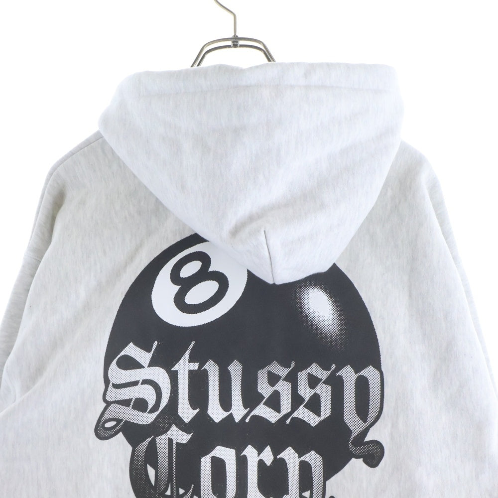 STUSSY(ステューシー) 8 Ball Corp Hoodie 8ボール コーポレーションプルオーバーフーディーパーカー グレー