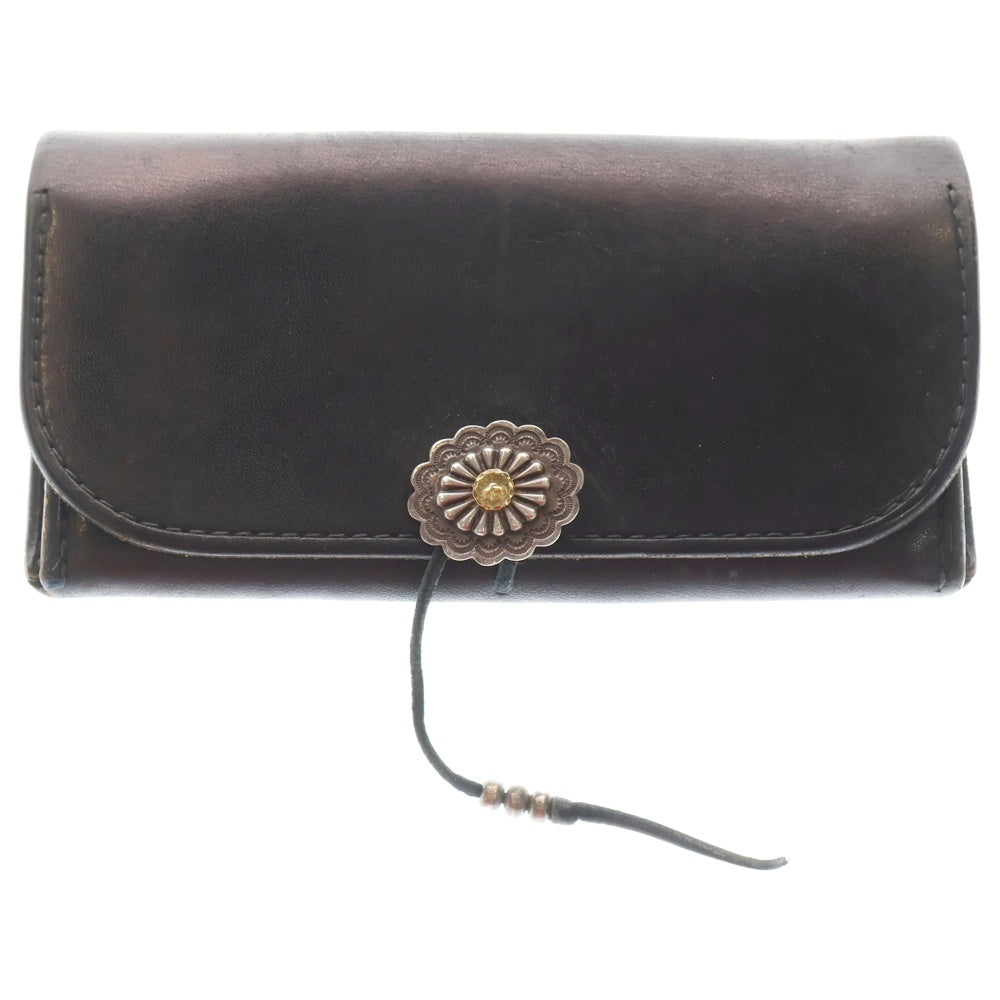 goro's(ゴローズ) K18付きフラワーコンチョ付き二つ折り長財布 ブラック シルバー