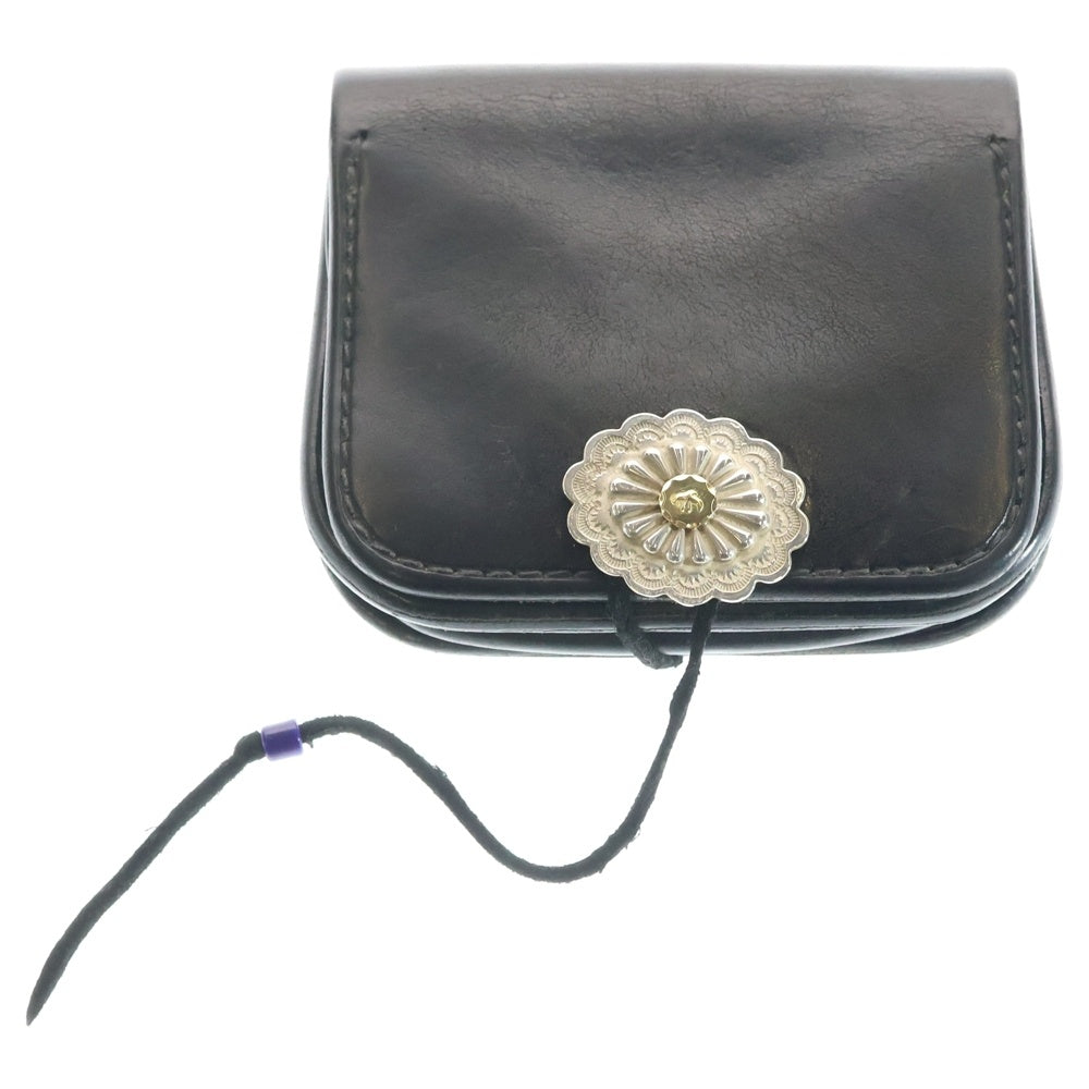 goro's(ゴローズ) K18付きフラワーコンチョ付き 角型小銭入れ 財布 レザーウォレット ブラック