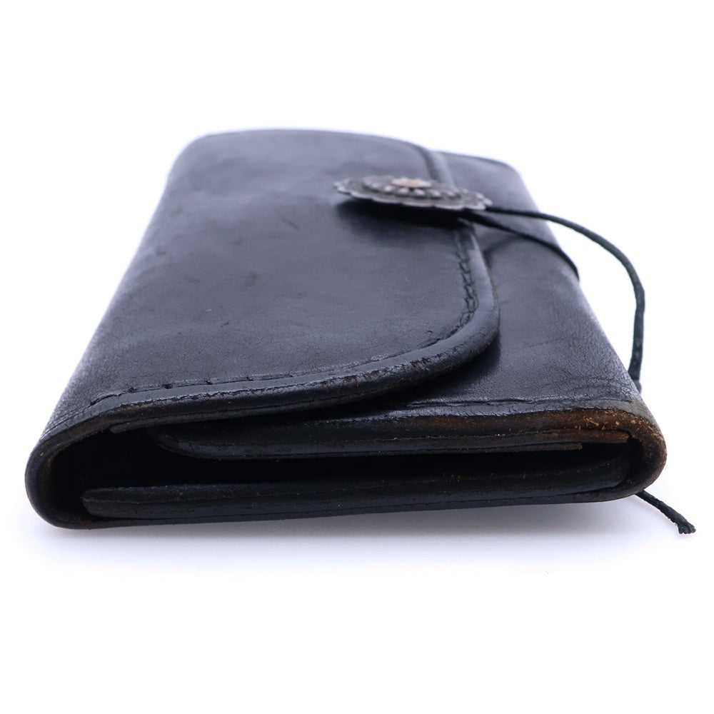 goro's(ゴローズ) K18 フラワーコンチョ付き 3つ折り財布 レザーロングウォレット ブラック