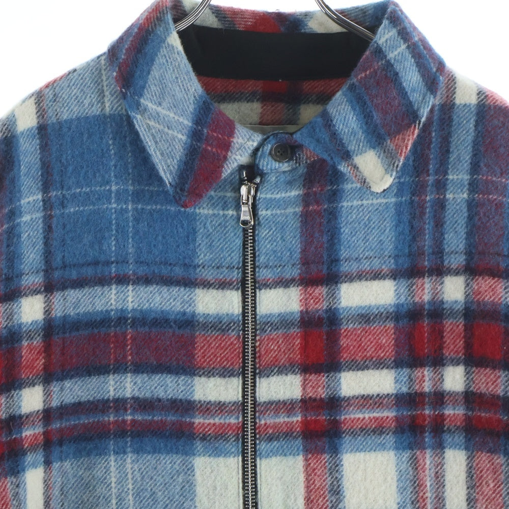 we11done(ウェルダン) 23AW CHECK ANORAK WOOL SHIRT チェックアノラックウールシャツジャケット WDC3JP027 ブルー/レッド