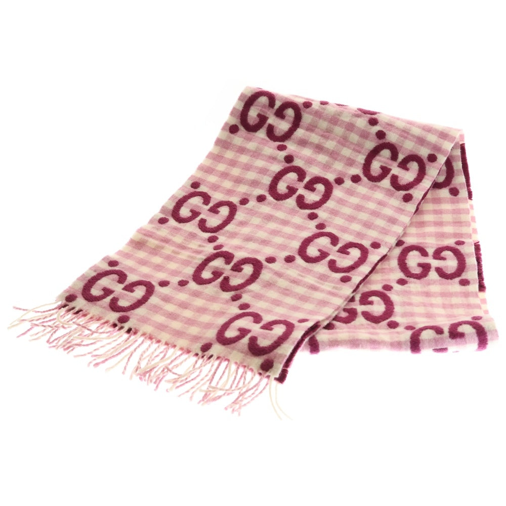 GUCCI(グッチ) GGジャガードフリンジマフラー 644365 3GA69 ピンク