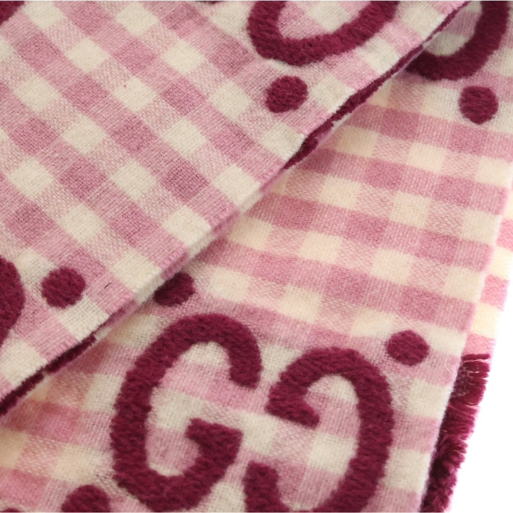 GUCCI(グッチ) GGジャガードフリンジマフラー 644365 3GA69 ピンク
