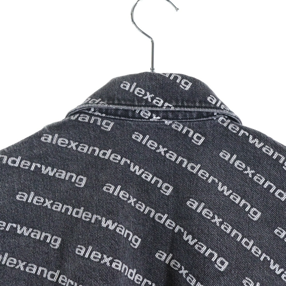 ALEXANDER WANG(アレキサンダーワン) ALL OVER LOGO DENIM JACKET オールオーバーロゴ総柄デニムトラッカージャケット グレー