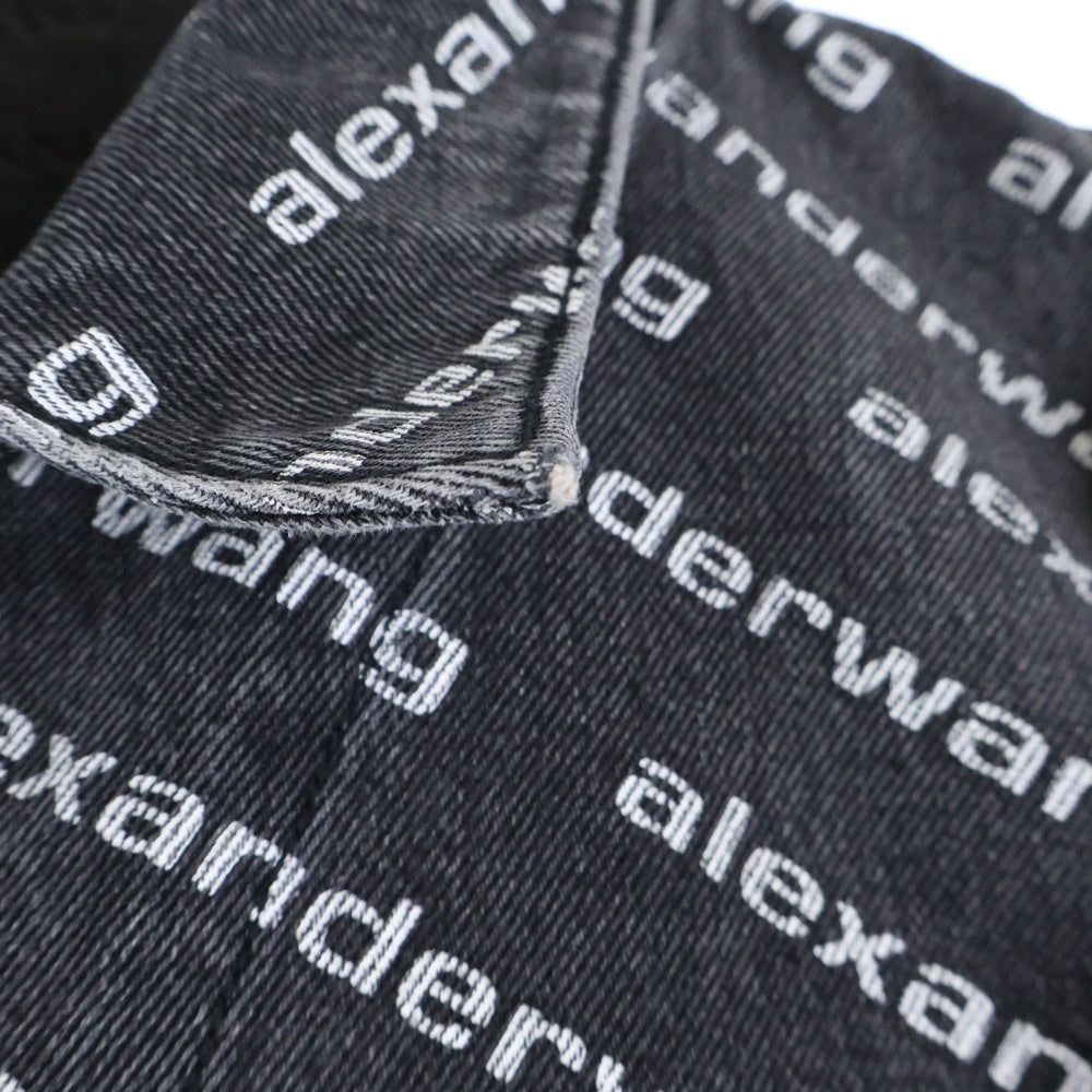 ALEXANDER WANG(アレキサンダーワン) ALL OVER LOGO DENIM JACKET オールオーバーロゴ総柄デニムトラッカージャケット グレー